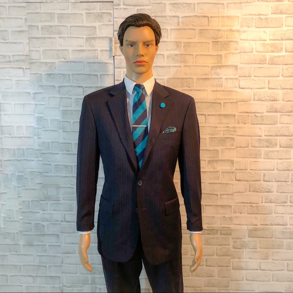 EUC U.S. Polo Assn. Navy Striped Slim Fit Suit 40R